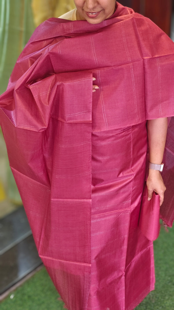 Dark pink Bamboo tussar silk suit