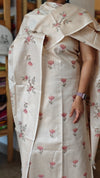 Beige Semi Tussar Cross Stitch Embroidered Suit - MTV6 PP