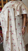 Beige Semi Tussar Cross Stitch Embroidered Suit - MTV6 RP