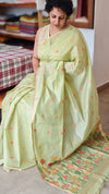 Lime green jamdani saree - JD542