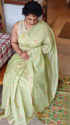Lime green jamdani saree - JD542