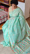 Teal Jamdani saree - JD542