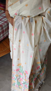 Cream jamdani saree - JD542
