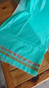Teal Green Linen Chanderi Jamdani Saree - JD542 - B