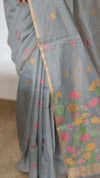 Bluish Grey Jamdani saree - JD542