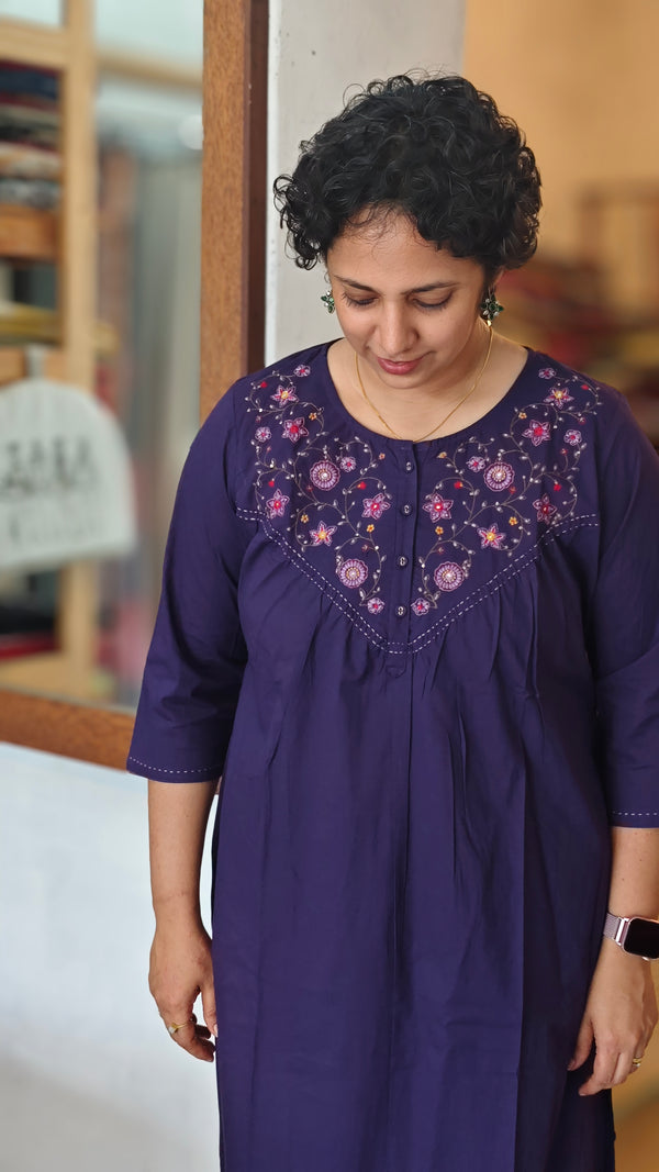 Purple cotton kurthi set