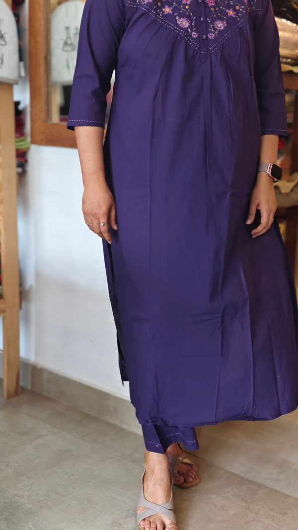 Purple cotton kurthi set