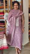 Mauve printed linen cotton suit - 665
