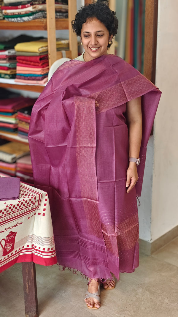 Orchid purple lined noil tussar silk suit