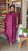 Wine Embroidered Tussar silk suit - GS10