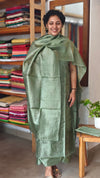 Persian Green Embroidered Tussar Silk Suit - GS10