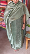 Persian Green Embroidered Tussar Silk Suit - GS10