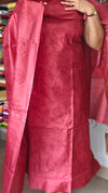 Crimson Red Embroidered Tussar Silk Suit - GS10