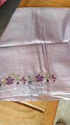 Lavender Cross Stitch Embroidered Tussar Silk Saree - MCT4