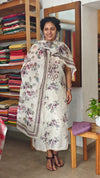 Cream and Mauve Floral printed linen suit - B449