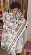 Cream and Mauve Floral printed linen suit - B449