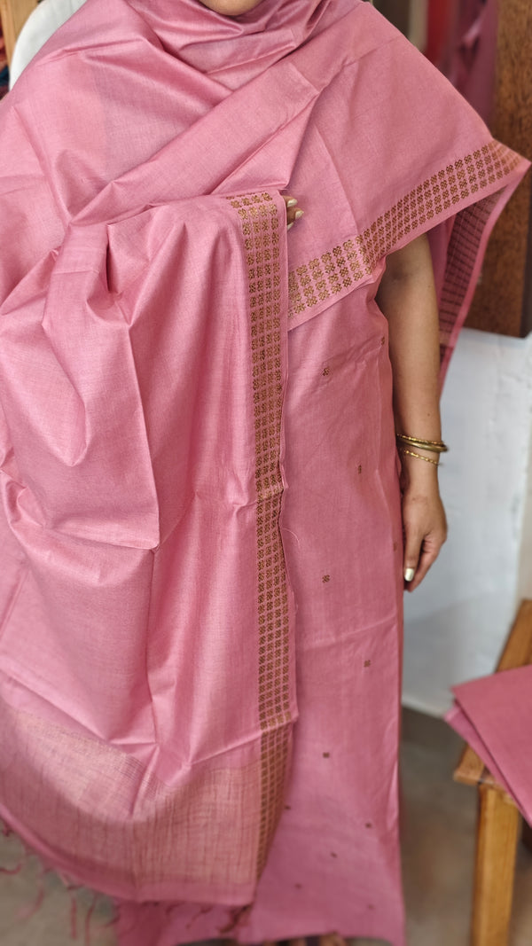 Blush Pink Bamboo Tussar Suit - MVB