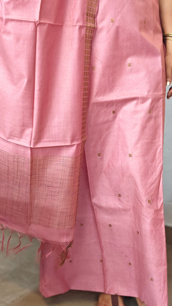 Blush Pink Bamboo Tussar Suit - MVB