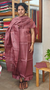 Muted mauve embroidered Tussar silk suit