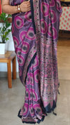 Mauve and purple Ajrakh Modal saree - MAK9