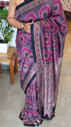 Mauve and purple Ajrakh Modal saree - MAK9