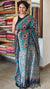 Teal and brick red Ajrakh Modal saree - MAK9