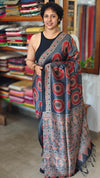 Grey and brick red Ajrakh Modal saree - MAK9