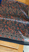 Grey and brick red Ajrakh Modal saree - MAK9