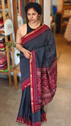 Black and red semi silk saree