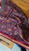 Black and red semi silk saree