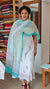 Milky white and blue Cotton Chikankari suit - 673W