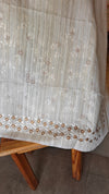 Beige jute kota embroidered saree - Mustard - 5030