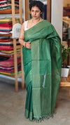 Fern Green Bamboo tussar silk saree - 4LMZ