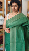 Fern Green Bamboo tussar silk saree - 4LMZ