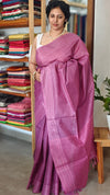 Orchid Pink Bamboo tussar silk saree - 4LMZ