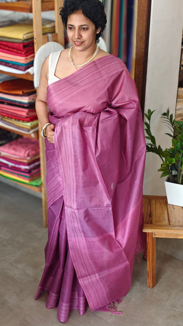 Orchid Pink Bamboo tussar silk saree - 4LMZ