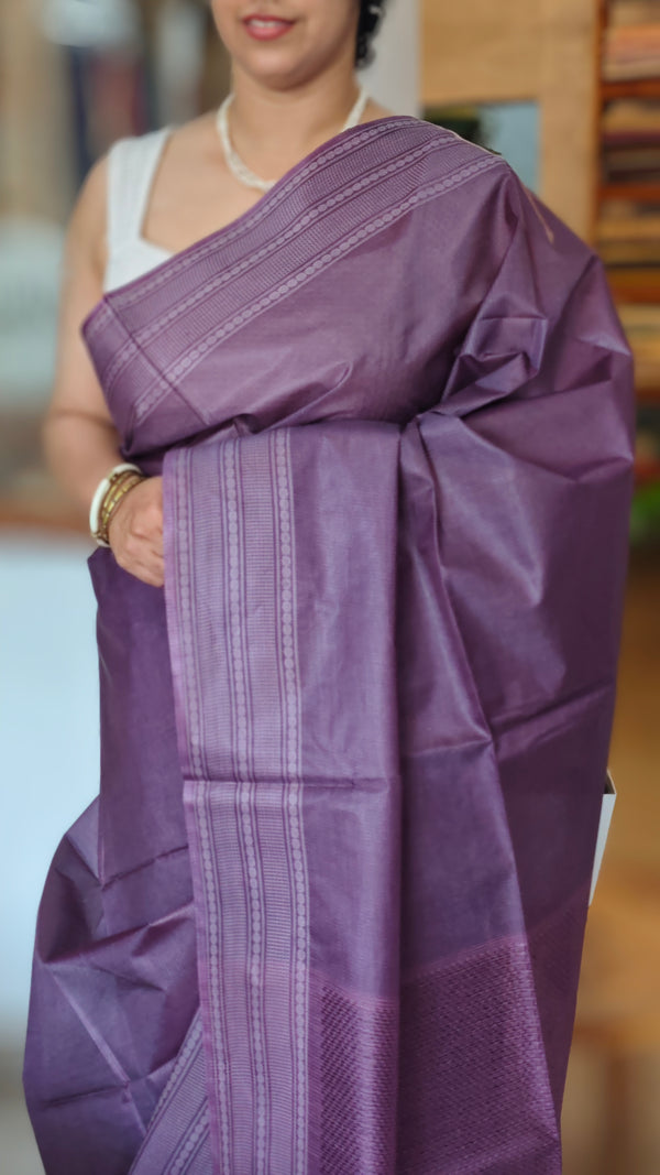 Palatinate purple Bamboo tussar silk saree - 4LMZ