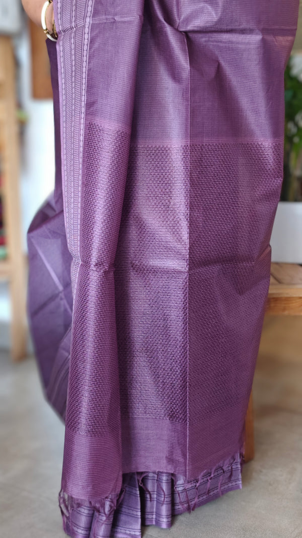 Palatinate purple Bamboo tussar silk saree - 4LMZ