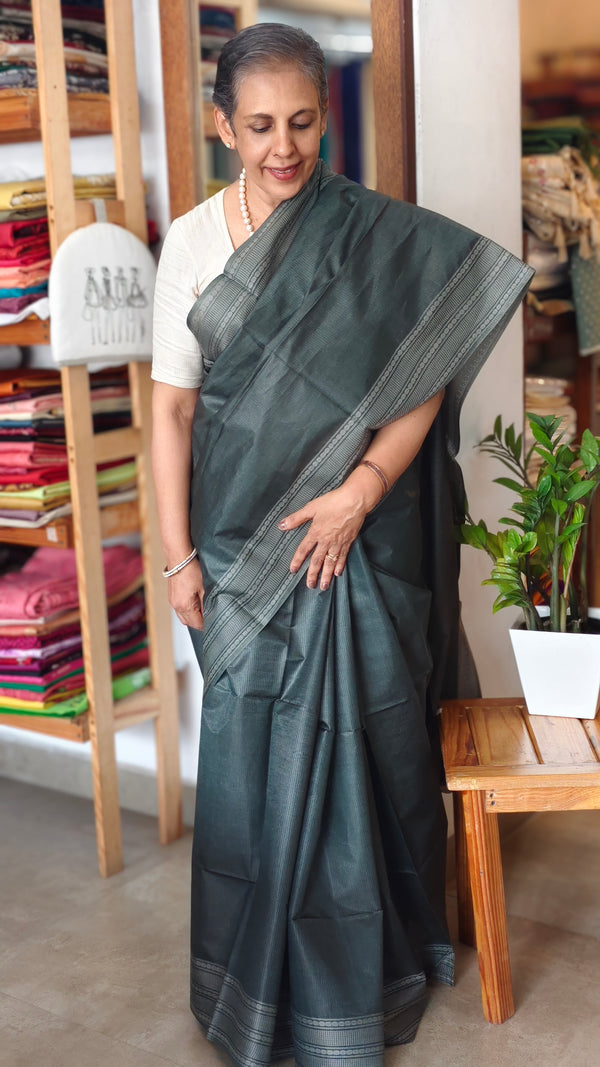 Ashwood moss bamboo tussar silk saree - 4LMZ