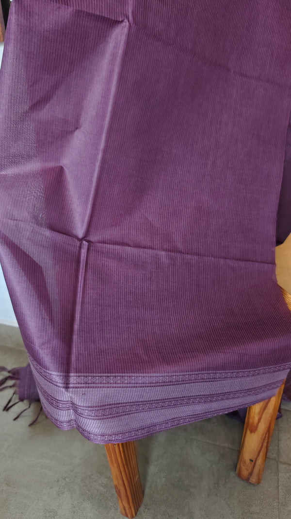 Palatinate purple Bamboo tussar silk saree - 4LMZ