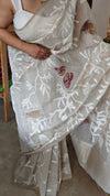 Light beige and wine jamdani saree - 39LB