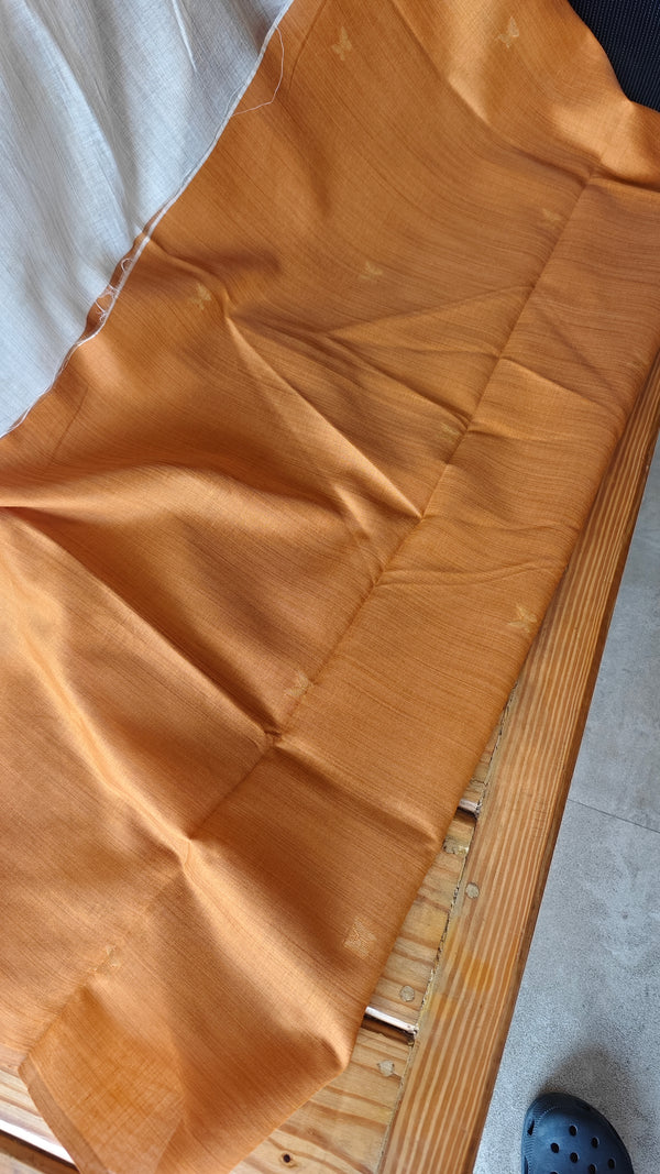 Light beige and burnt orange jamdani saree - 39LB