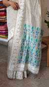 Off white and azure blue jamdani saree