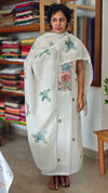 Off white linen cotton embroidered suit