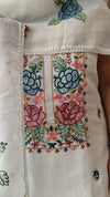 Off white linen cotton embroidered suit