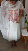 Off white embroidered net kota suit