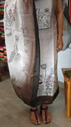 Cream and dark olive green printed linen suit