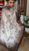 Cream and dark olive green printed linen suit