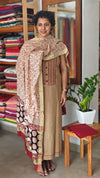 Beige hand embroidered cotton suit - DL72