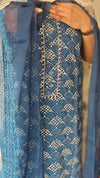 Indigo block printed Cotton suit - DL72